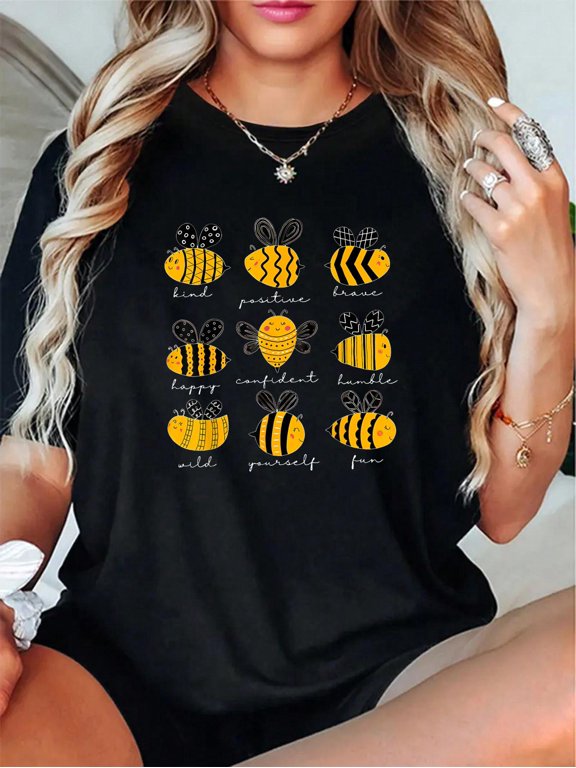 Bee Kind Positive Brave Happy Confident Humble Teacher T-Shirt