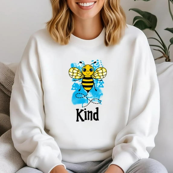 Bee Kind Positive Honeybee Inspiring Quote Nature Graphic Sweatshirt, for men & women, up to size 5XL.