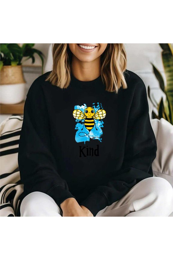 Bee Kind Positive Honeybee Inspiring Quote Nature Graphic Sweatshirt, for men & women, up to size 5XL.