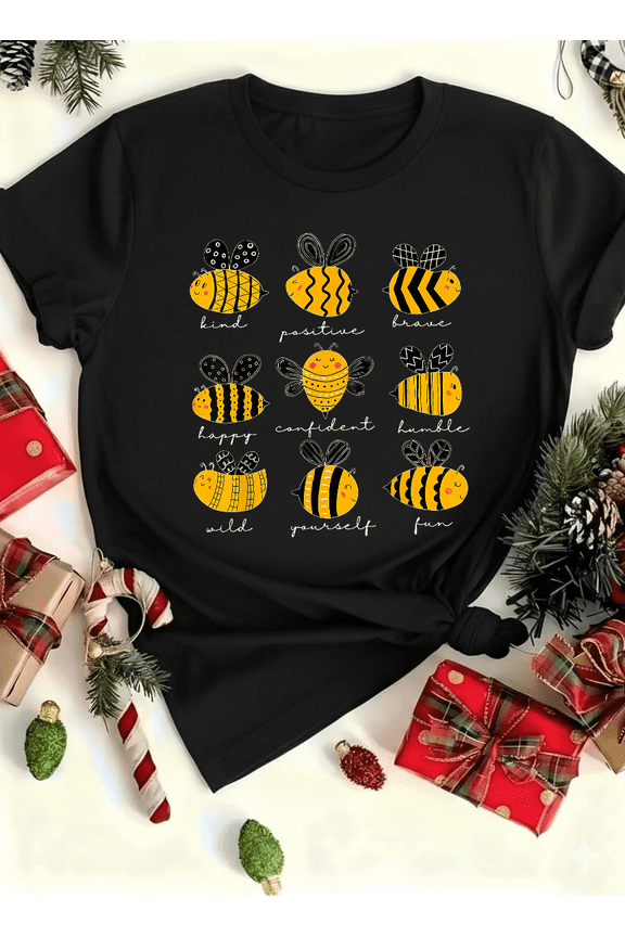 Bee Kind Positive Teacher Motivational Quote Classroom Graphic Unisex T-shirt V14606, up to size 5XL