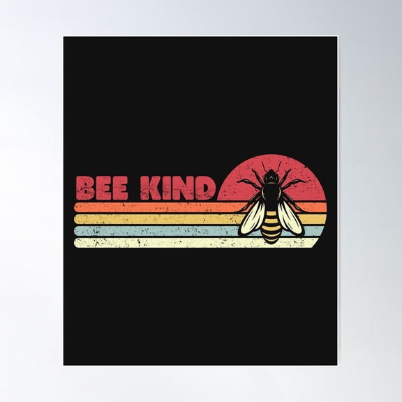 Bee Kind Product. Retro Style Bees Print Poster Wall Art, Modern Wall Decor For Living Room Bedroom, 8x12 UNFRAMED