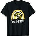 thumbnail image 1 of Bee Kind Shirt Rainbow Bumble Bee Honeycomb Yellow Honey T-Shirt, 1 of 3
