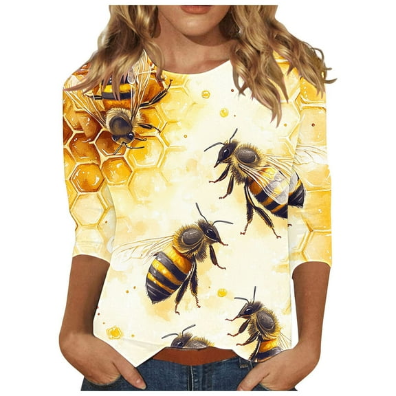 Bee Kind Short Sleeve T-Shirts Womens Cute Beekeeper Graphic Tees Summer Casual Shirts Funny Teacher Tops Yellow, S
