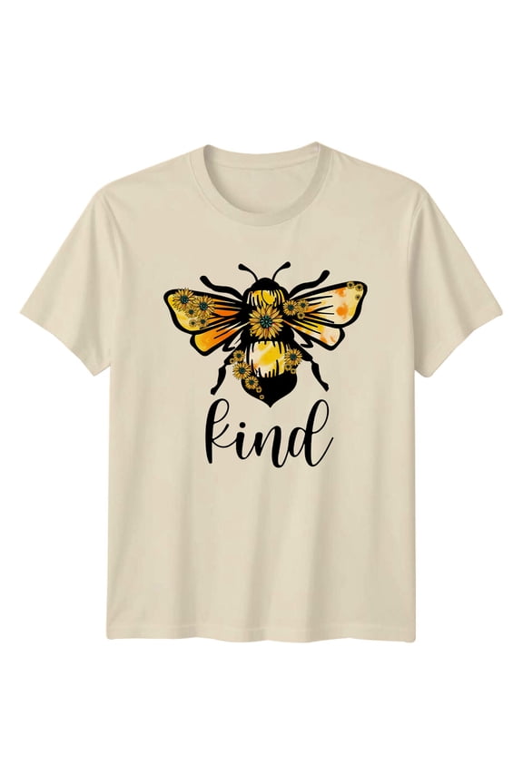 Bee Kind Sunflower Graphic T-Shirt, Inspirational Quote T-Shirt All Size S-5XL