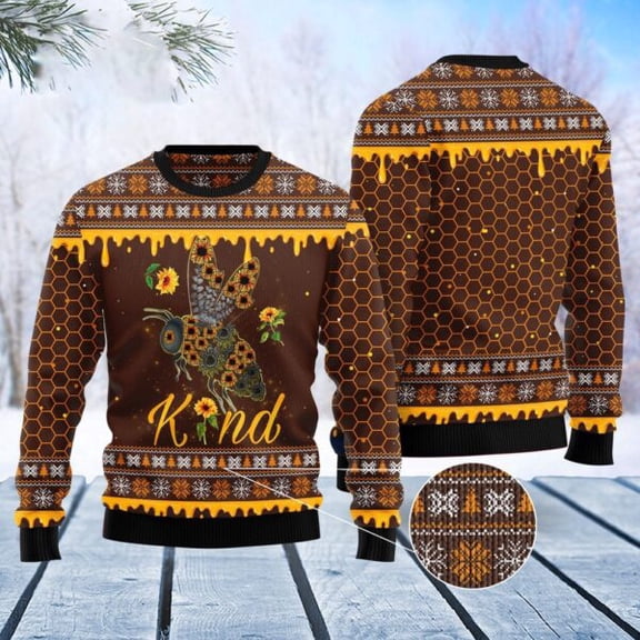 Bee Kind Sunflower Christmas Sweater, Christmas Sweater, Christmas Sweater, Funny Xmas Sweaters