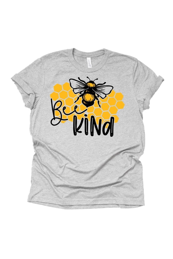 Bee Kind T-Shirt, Be Kind Shirt, Women Summer Graphic Tees Tops Funny Unisex Short Sleeve (Gray-Large)