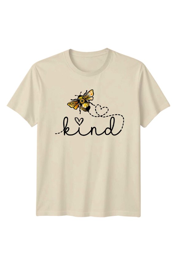 Bee Kind T-Shirt, Floral Bee With Heart, Inspirational Slogan Tee All Size S-5XL