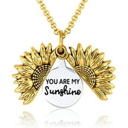XUSITONG Bee Kind The Original You Are My Sunshine Sunflower Necklace for Girls - A Sunflower Locket Necklace Made With Stainless Steel and 18K Gold Plating comes with Personalized Gift with Box f