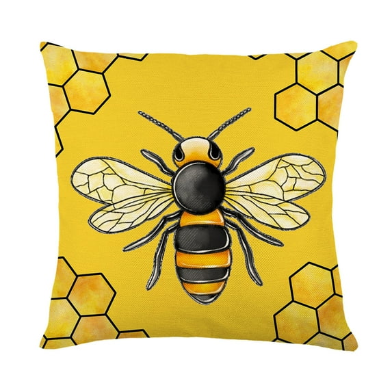 Bee Kind Throw Pillow Covers, 18 x 18 Inch Honey and Bee Summer Cushion Case Decoration for Sofa Couch