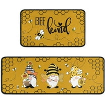 Bee Kitchen Rugs and Mats Set of 2, Non-Slip Washable Kitchen Mats, Home Decor Kitchen Floor Rugs for Kitchen Front Sink, Laundry Room, Flooring, Home, Dining Room, 17x30 17x47 inches