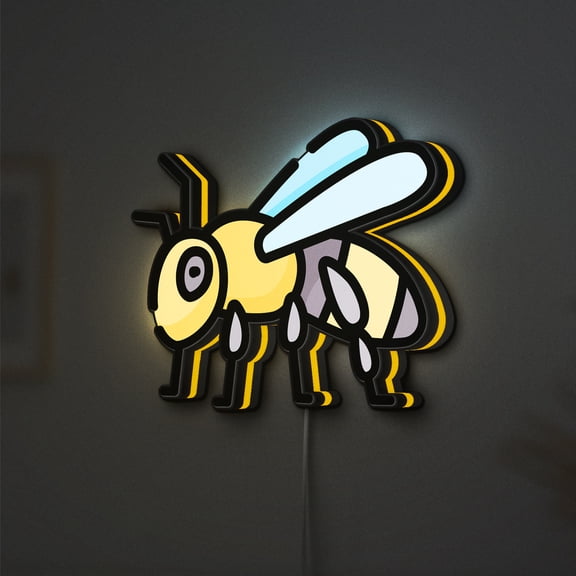 Bee LED Lightbox - Wildlife Fauna Zoology Decor, Custom Led Sign for Home Office Shop Decor (Width 16 inch, 40cm)