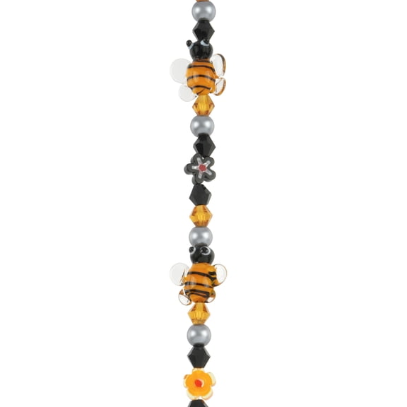 Bead Landing Bee Lampwork Glass Bead Mix - Handmade Nature-Inspired Beads in Orange and Black for Jewelry Making, Bracelets, Necklaces & Crafts, 12 Pack