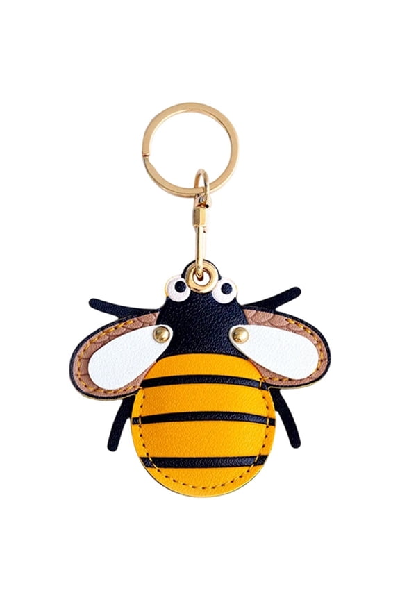 Bee Leather Keychain Case Holder Cute PU Leather Keychain with Protective Case, Multifunction Key Holder and Bag Charm for Car Keys, Home Keys, Gifts for Women