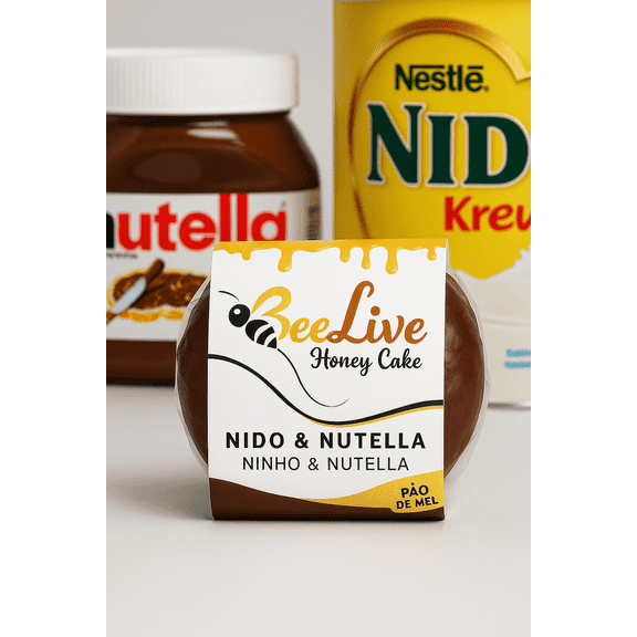 Bee Live Pao de Mel Brasileiro Caseiro Nutella and Nido filling honey cake pack of 3 (360g)(12.7oz) (Nutella com Ninho)