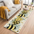 thumbnail image 1 of Bee Love 2'x6' Runner Rugs for Hallway Kitchen Bedside Non Slip Washable, Daisy Eucalyptus Leaves Linen Rustic Beige Entryway Rug Runners with Rubber Backing, Long Carpet Runner for Laundry Room, 1 of 8