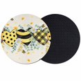thumbnail image 1 of Bee Love Coasters Set of 2, Absorbent Coasters for Drinks, Daisy Eucalyptus Leaves Linen Rustic Beige Coaster for Desk Coffee Table Protection, Home Decor House Warming Gifts 4", 1 of 8