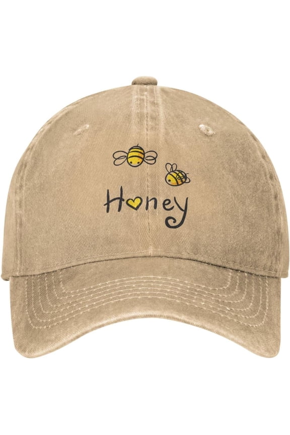 Bee Love Honey Distressed Adjustable Washed Denim Mens Dad Trucker Hat Baseball Ball Cap for Men