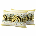 thumbnail image 1 of Bee Love Outdoor Pillow Covers Pack of 2 Vintage Country Yellow Bee Plaid Dot Love Floral Honeycomb Waterproof Throw Pillow Covers Decorative Cushion Cases for Patio Garden Tent Balcony 20x12 inch, 1 of 9