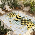 thumbnail image 1 of Bee Love Outdoor Rug for Patio/Deck/Porch, Non-Slip Large Area Rug 4 x 6 Ft, Daisy Eucalyptus Leaves Rustic Gray Plaid Indoor Outdoor Rugs Washable Area Rugs, Reversible Camping Rug Carpet Runner, 1 of 8