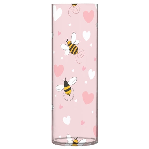 Bee Love Pattern Vase Flower Vase Clear Unbreakable Plastic Tall Decorative 11.8in