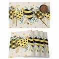 thumbnail image 1 of Bee Love Placemats Set of 4, Daisy Eucalyptus Leaves Linen Rustic Beige Placemats for Dining Table, Place Mats for Kitchen Tabletop, Waterproof Wipeable Dining Table Mats Set, 1 of 9