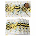 thumbnail image 1 of Bee Love Placemats Set of 6, Daisy Eucalyptus Leaves Rustic Gray Plaid Placemats for Dining Table, Place Mats for Kitchen Tabletop, Waterproof Wipeable Dining Table Mats Set, 1 of 9