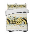 Bee Love Quilts Bedding Set King Size Vintage Country Yellow Bee Plaid ...