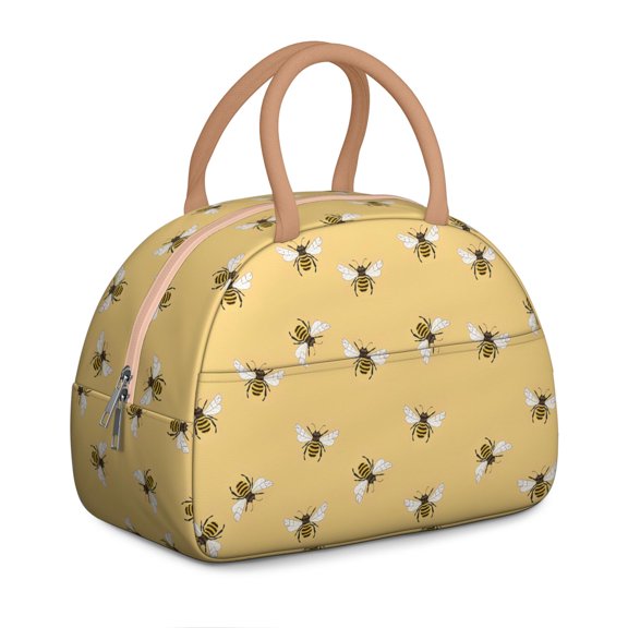 Bee Lover Gift Lunch Tote Bag, Reusable Thermal Cooler with Honeycomb and Bumble Bee Design, Insulated Lunch Box for Women’s Office or Travel