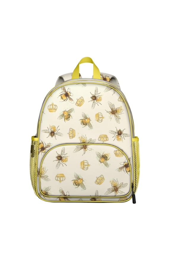 Bee Lovers Student Backpack – Honeybee Cartoon Pattern With Cute Bumble Bee Print And Yellow Hive Artistic Design