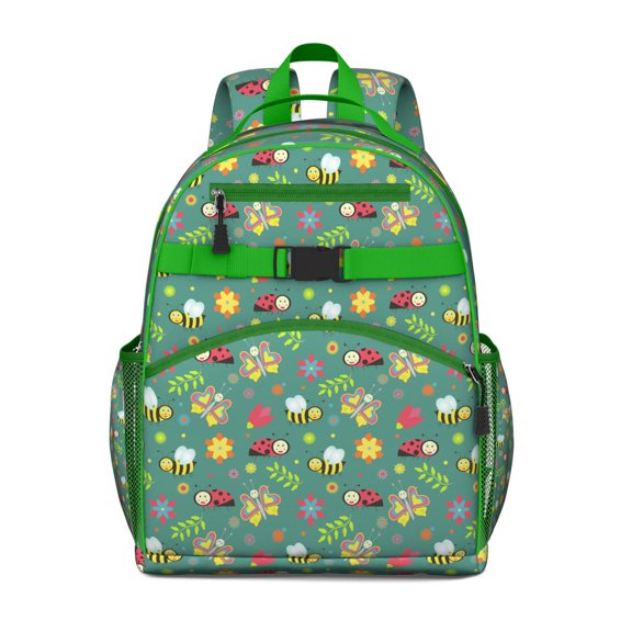 Bee Lovers Students Backpack with Cute Bumble Bee Cartoon, Honeybee Lover Print Design, Yellow Hive Pattern for Students and Students