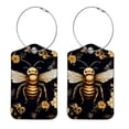 thumbnail image 1 of Bee Luggage Tag, Travel Tags, Handbag Tag - Square PU Leather 2 Pack with Privacy Cover and Stainless Steel Ring - Suitable for Travel, Backpack, Handbag [Amazon Approved], 1 of 7