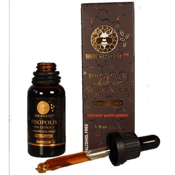 Bee Magic Propolis 15% Extract Water Soluble, 1 fl oz, Kosher OU