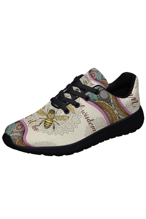 Bee Mandala Let It Be Shoes Sneakers for Women Men Black Size 12