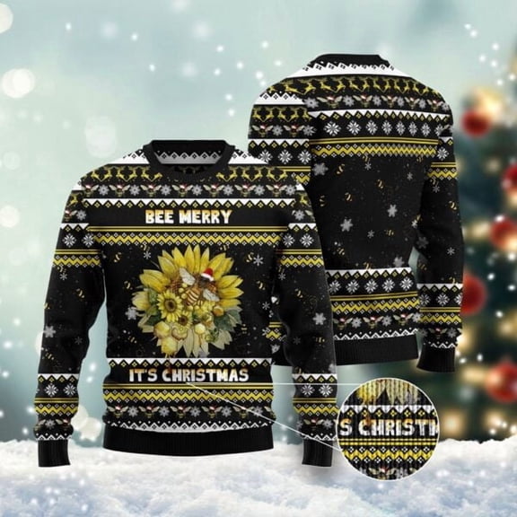 Bee Merry It’S Time Ugly Christmas Sweater, Christmas Sweater, Ugly Sweater, Funny Xmas Sweaters