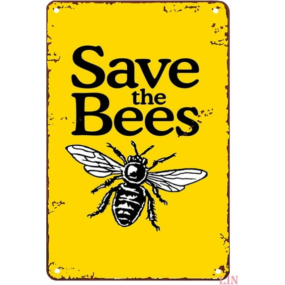 Bee Metal Yard Art Save The Bees Beekeeper Tin Signs Vintage Funny Signs Unique Home Decorations Cute Wall Decor Metal Poster for Bedroom Office Kitchen 8x12 inch