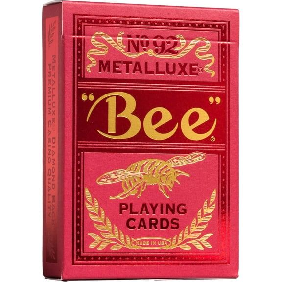 Bee Metalluxe Premium Playing Cards - Red Foil Diamond Back, Poker Size Standard Index