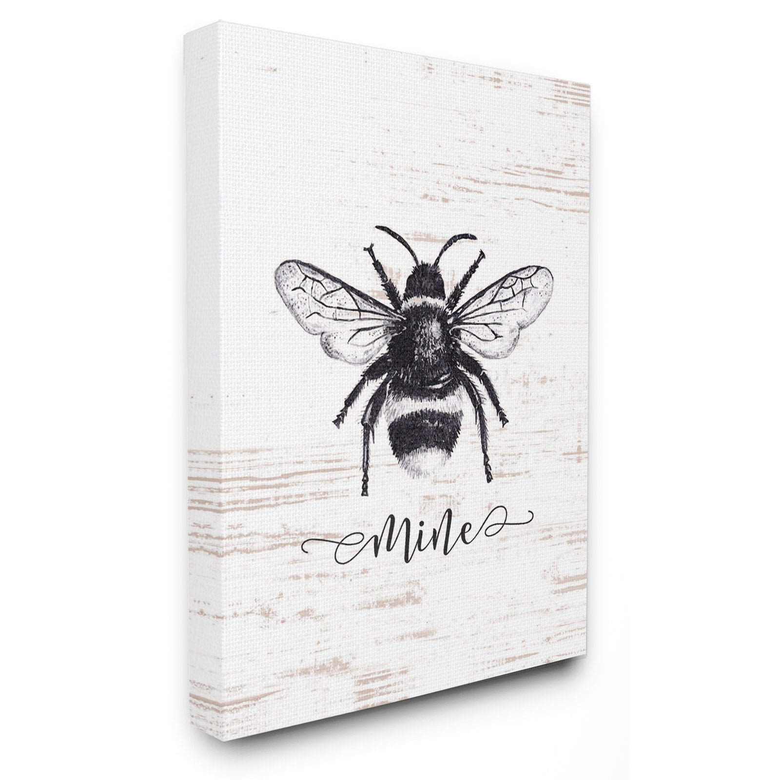Bee Mine Drawing On Wood Framed Giclee Texturized Art, 11 x 1.5 x 14