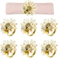 thumbnail image 1 of Bee Napkin Rings Set of 6, Daisy Flower Napkin Rings Gold Bee Napkin Ring Holders Sunflower Napkin Rings for Wedding Party Holiday Banquet Delicate Serviette Buckles Decor, 1 of 6