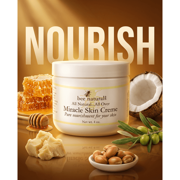 Bee Naturals Hydrating Cream Full body Nourishment with Olive Oil, Beeswax & Coconut Oil for all skin types 4 oz