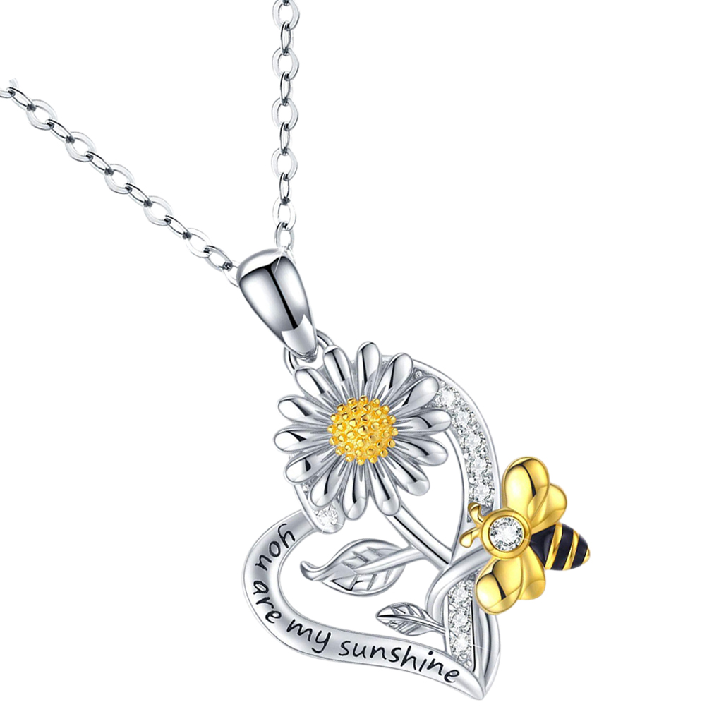 Sterling Silver Dainty Bee Necklace Bee Necklace Heart-shaped