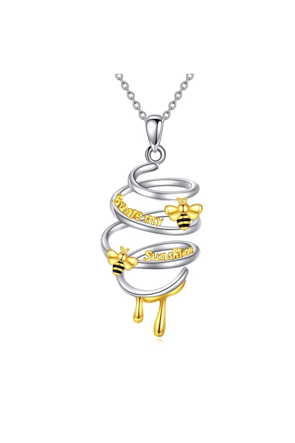 Bee Necklace Sterling Silver You Are My Sunshine Pendant Jewelry Gifts for Women