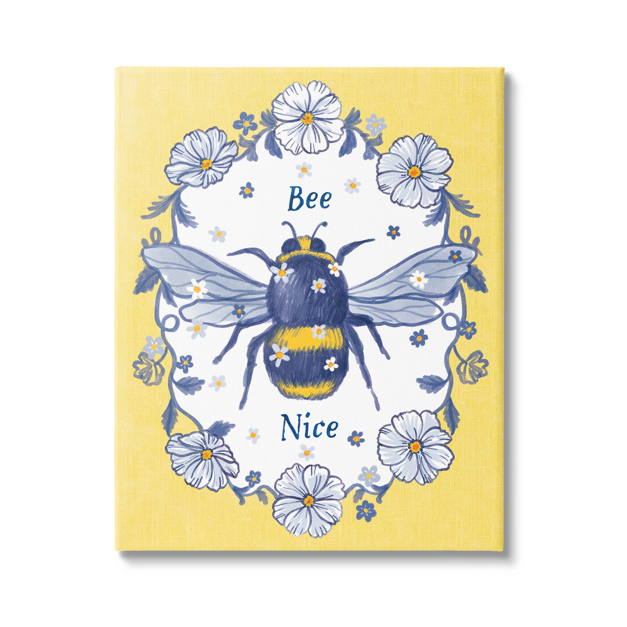 Bee Nice Floral Insect Wreath Animals & Insects Graphic Art Gallery Wrapped Canvas Print Wall Art