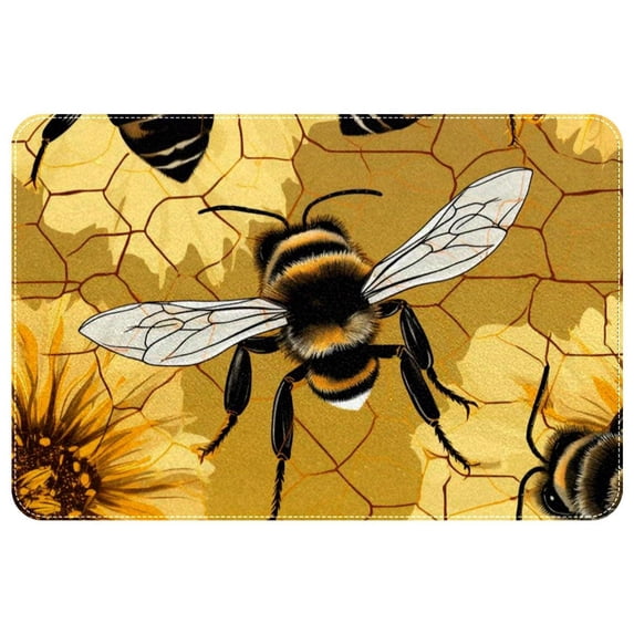 Bee Non-Slip Polyester Office Rugs: Machine Washable Game Mat and Door Carpet