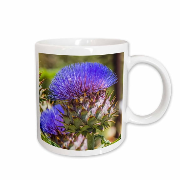 3drose, Bee on Artichoke Thistle, Desert Botanical Garden, Phoenix, Arizona., 11oz Mug