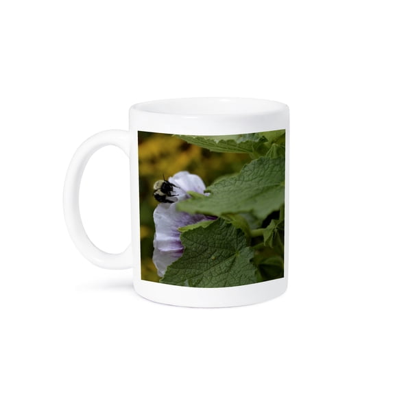 Bee On Beautiful Garden Flower, 15oz Mug