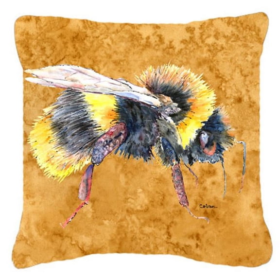 Bee On Gold Indoor & Outdoor Fabric Decorative Pillow - 18 x 18 in.