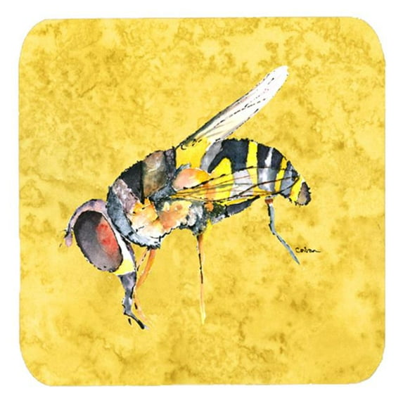 Bee On Yellow Foam Coasters, Set Of 4