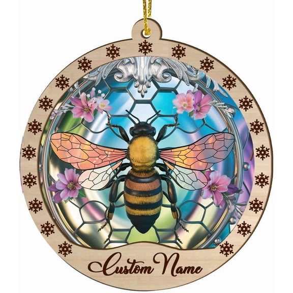Bee Ornament Christmas, Bee Hanging Decorations, Bee Christmas Tree Ornament, Stained Glass Ornament, Gifts for Bee Lovers, Holiday Decorations and Xmas Gifts Ideas FRNroT (Bee)