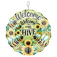 thumbnail image 1 of Bee Our Guest Honeycomb Sunflower 3D Wind Spinner Stainless Steel Kinetic Art Hive Decor Round, 1 of 5