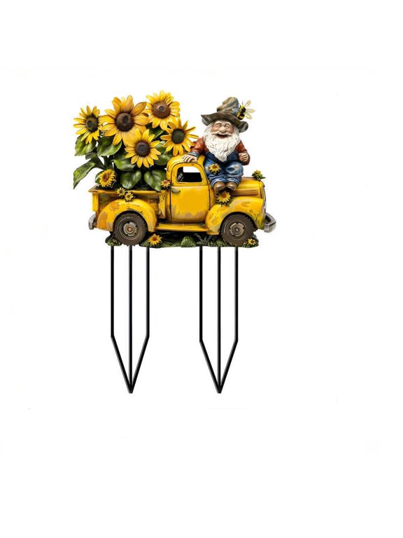 Bee Outdoor Decor Metal Garden Stakes Summer Sunflowers Yard Signs Farmhouse Floral Waterproof Lawn Sign Outdoor Decorations Multicolor